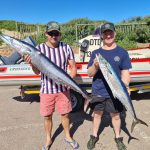 Christo Muller with his 1st Wahoo and Master Richardt Botes with a Couta boat dive South
